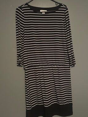 White House Black Market Black and White Striped Dress